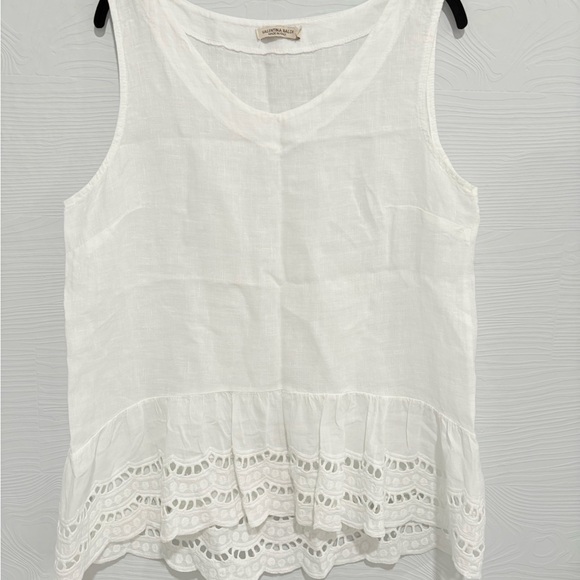 Valentina Tops - White Sleeveless linen Top